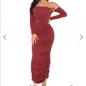 Burgundy Ruched Maxi